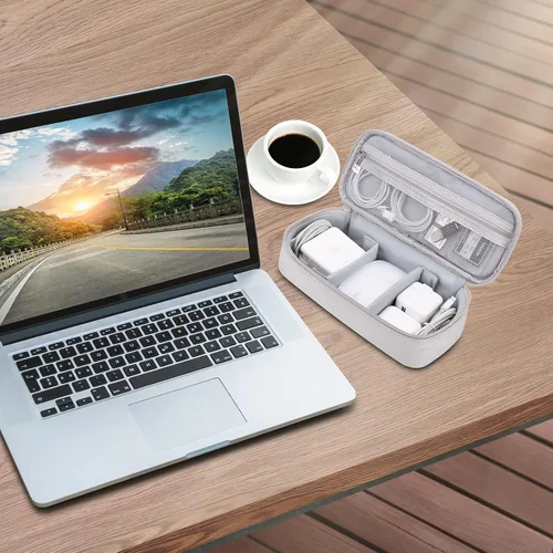 Vista 7 de Organizador de cables de viaje, bolsa organizadora de tecnología portátil para cable y cargador, electrónica técnica, artículos esenciales de viaje