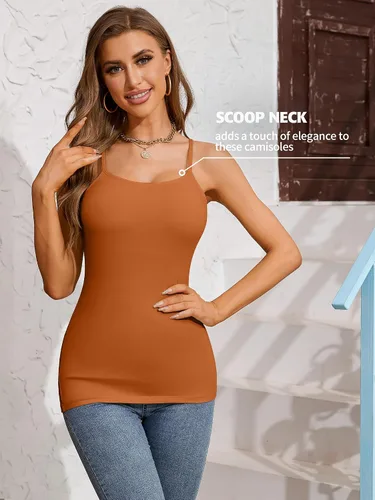 Vista 28 de Camisa Attraco de algodón, con tirantes estilo espagueti, con brasier incorporado, 2 paquetes, para mujer