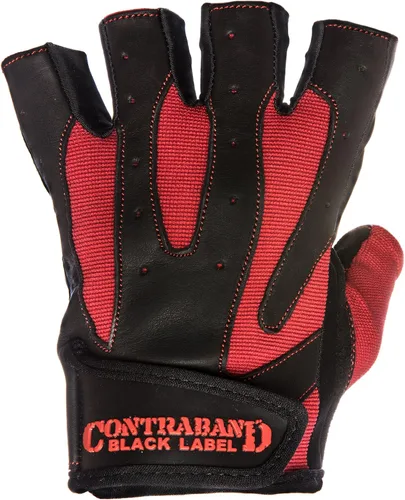 Vista 3 de Contraband Black Label 5150 - Guantes de cuero para levantamiento de pesas sin dedos, duraderos y ligeros, guantes de gimnasio de cuero dividido