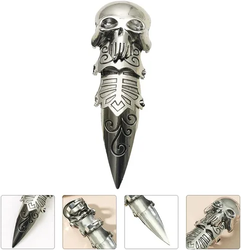 Vista 9 de Holibanna Anillo doble para hombre con articulación de nudillos, anillo doble punk rock águila garra Armadura anillo de actividad, anillos