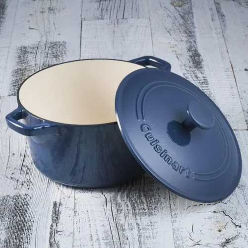 Vista 2 de Cuisinart Cazuela de 3 cuartos de galón, cubierta, esmaltada azul provencial