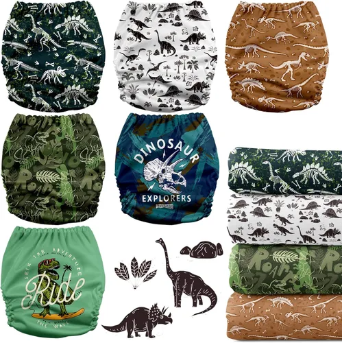 Vista 2 de Mama Koala Pañales de tela 3.0 para bebé con 6 insertos, con 2 paquetes reutilizables para colgar en seco y húmedo