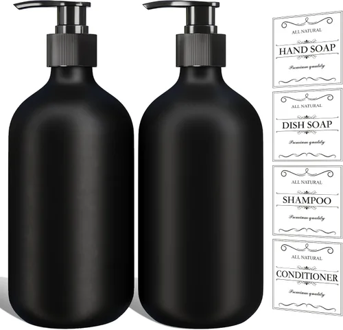 Vista 8 de 2 piezas de dispensador de jabón de platos ámbar para cocina (16 oz), dispensador de jabón de manos marrón para baño, juego de dispensador de jabón