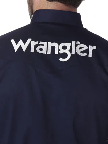 Vista 6 de Wrangler Men's Western Logo Two Pocket Long Sleeve Button Shirt