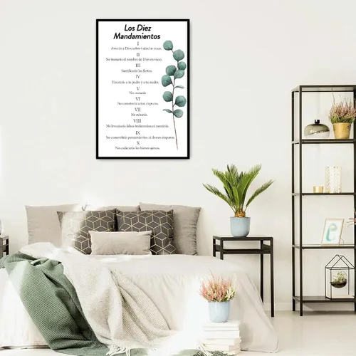 Vista 3 de Los 10 Mandamientos En Español Para Pared Versículo de la Biblia Arte de Pared Escritura Bíblica 10 Mandamientos Lienzo Pintura Religiosa Sala
