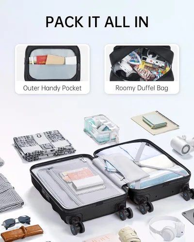 Vista 6 de BAGSMART Equipaje de viaje para equipaje de mano, Negro -, Cerradura Tsa