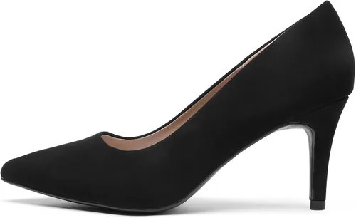 Vista 2 de DREAM PAIRS Zapatos de tacón alto de aguja para mujer, con punta cerrada, zapatos de vestir para bodas, trabajo, oficina, negocios, 3 pulgadas