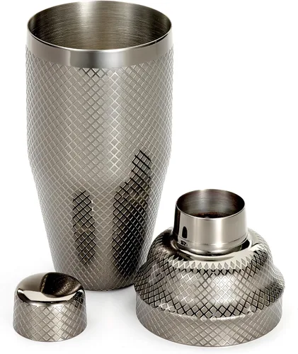 Vista 15 de Barfly Juego de coctelera japonesa de 3 piezas con entramado de diamante (24 onzas/23.7 fl oz), cobre antiguo