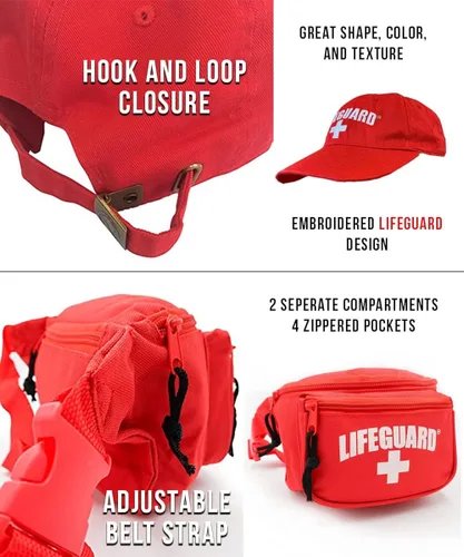 Vista 7 de LIFEGUARD Paquete de disfraz de Halloween con licencia oficial para mujer, paquete de sombrero, pantalones cortos con capucha y riñonera