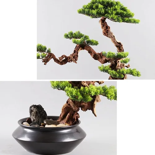 Vista 5 de Escultura de estatua de feng shui chino nuevo chino interior decoraciones para el hogar simulación decoraciones de escritorio plantas verdes