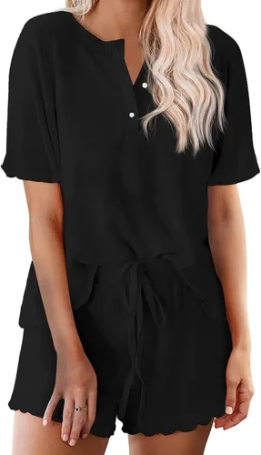 Vista 19 de Ekouaer Conjunto de pijamas teñidos con técnica tie dye para mujer, ropa de dormir, 2 piezas, conjuntos de pijamas, ropa de relajación A-tie Dye