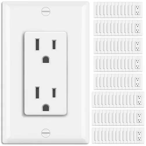 Vista 11 de BESTTEN Paquete de 20 tomas de corriente decoradora de pared de 15 amperios, no resistente a manipulaciones, placa de pared incluida