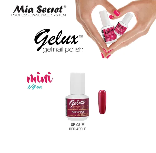 Vista 2 de Mia Secret Gelux - Esmalte de uñas MINI de gel UV de 1/4 onzas (manzana roja)