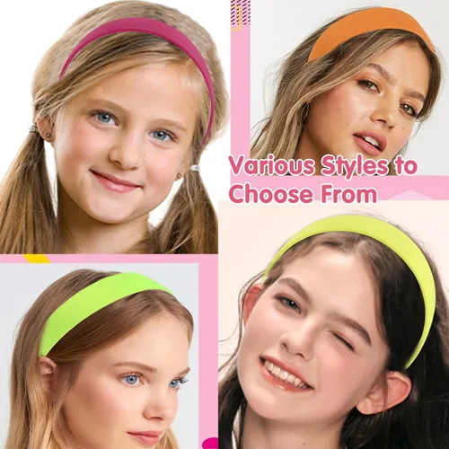Vista 6 de 4 diademas de neón, accesorios antideslizantes para el cabello para fiestas brillantes, estilo retro de los años 8090, trajes de festival