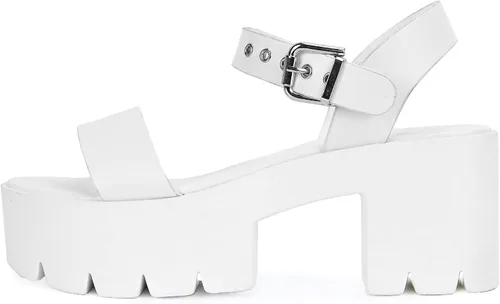 Vista 2 de READYSALTED Womens Chunky Platform Sandals Open Toe Ankle Strap Block Heeled Sandals with Adjustable Ankle Strap