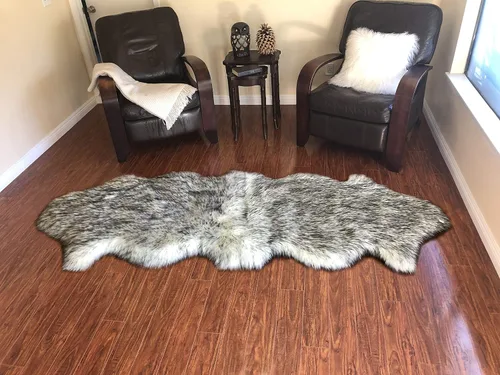 Vista 90 de LAMBZY Alfombra de piel de oveja auténtica, parte inferior gruesa y fuerte, fácilmente lavable, resistente a las manchas, perfecta para sala
