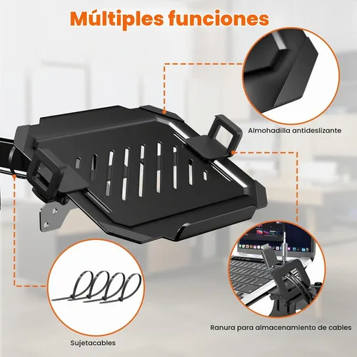 Vista 5 de PUTORSEN Soporte de poste para portátil con bandeja – Soporte universal de brazo de movimiento completo con placa VESA extraíble de 75mm y 100mm, se