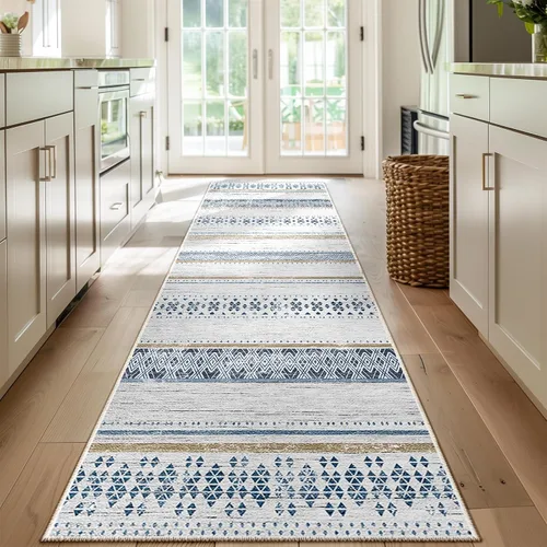 Vista 28 de BESTSWEETIE Alfombras de área de 2 x 3 pies para sala de estar, lavables, marroquíes, rústicas, geométricas neutrales, de pelo bajo