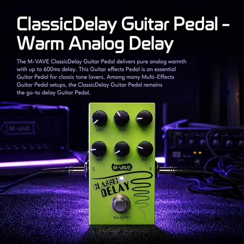 Vista 2 de M-VAVE ClassicDelay - Pedal de guitarra multiefectos, pedal de guitarra multiefectos, pedal de guitarra multiefectos, efecto de guitarra analógica