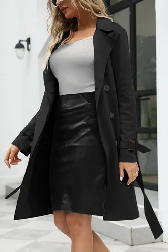 Vista 5 de Bellivera Chaqueta de piel sintética para mujer, abrigo largo de moda para primavera e invierno, cortavientos ligero