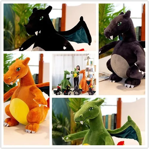 Vista 6 de CHAOZI0 Dragón de peluche con alas malvadas, dragón que respira fuego, juguete de peluche de dragón de fuego, almohada, accesorios para fanáticos