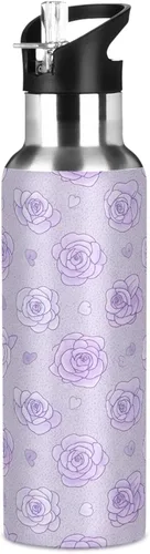 Vista 8 de Soft Pastel Style Roses Stainless Steel Vacuum Insulated Water Bottle 20 Oz, BPA-Free Sports Water Bottle Leakproof Water Bottles