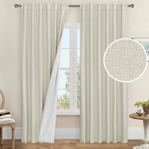 Vista 62 de LAMIT Cortinas opacas cortas de lino de 30 pulgadas para ventanas de cocina sobre el fregadero, cortinas de café texturizadas de lino marfil
