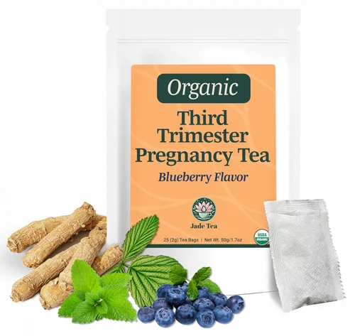 Vista 9 de Jade Tea - Té orgánico del tercer trimestre Té de embarazo - Tonificación y preparación para el nacimiento Salud uterina maximizada