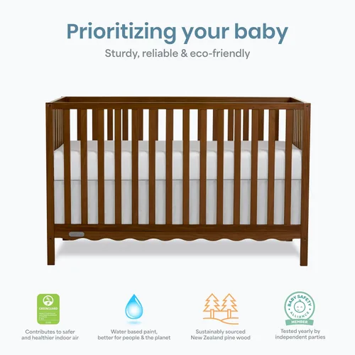 Vista 5 de Dream On Me Synergy Wave 5-in-1 Convertible Full Size Baby Crib, Walnut