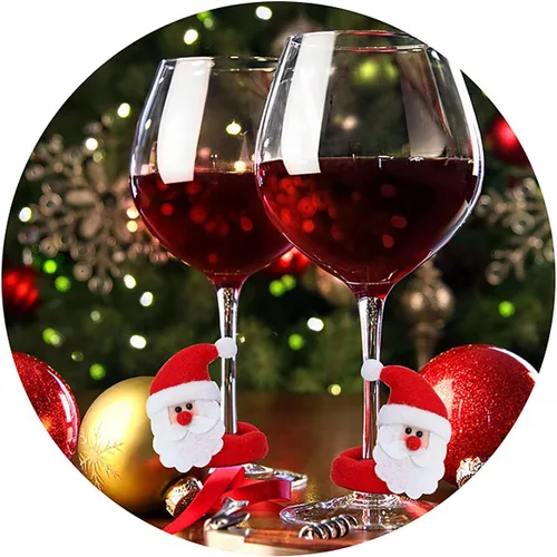 Vista 3 de Juego de 6 piezas de copas de vino de Navidad, champán, manga de reno, lindo para Navidad, decoración de mesa para el hogar Deer 6 piezas