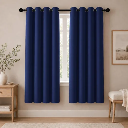 Vista 63 de Cortinas de oscurecimiento de habitación de 45 pulgadas de largo para dormitorio y sala de estar, cortinas térmicas aislantes con ojales