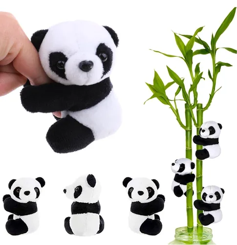 Vista 8 de 12 piezas de panda de dedo de peluche de 4 pulgadas, clips de cortina para notas, clips para fotos, lindo juguete de panda para niños, decoración