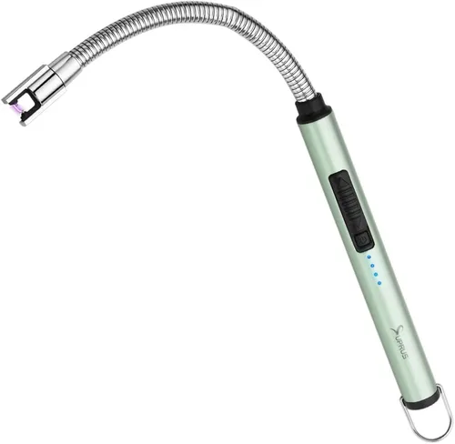 Vista 13 de Encendedor de velas eléctrico SUPRUS USB tipo C recargable, con carcasa de acero y gancho para colgar con cuello flexible de 360° (negro)