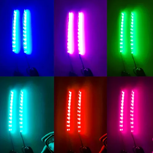 Vista 2 de 2 tiras de luz LED de 9 LED para motocicleta, luces RGB multicolor con efecto de tierra de neón para motocicletas, kits de luces LED