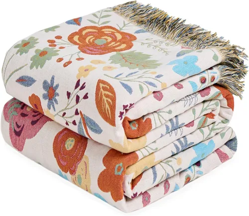 Vista 39 de LUTBM Manta bohemia para sofá de 50 x 60 pulgadas, 100% algodón, suave Animal-pájaro-a