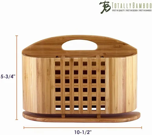 Vista 7 de Secaplatos plegable, capacidad para máximo almacenaje, hermoso y duradero, de bambú, extragrande, 19x 18 x 10 pulgadas, de Totally Bamboo