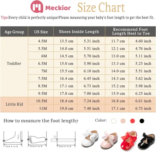 Vista 6 de Meckior Toddler Little Girl Mary Jane Dress Shoes Ballet Flats for Girl Party School Shoes Bowknot Princess Shoes