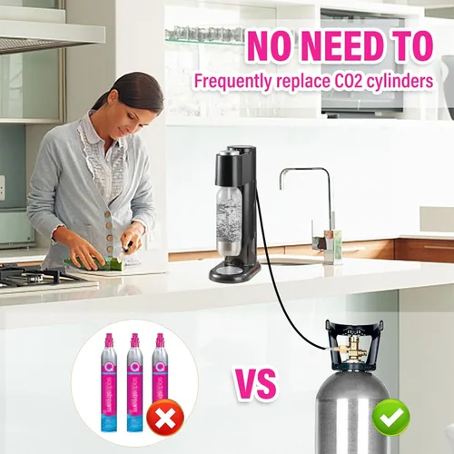 Vista 6 de Adaptador rápido de CO2 con manguera de alta presión de 60 pulgadas, CO2 de conexión rápida compatible con Duo/Terra/Art/E-Duo/Crystal 3.0/GAIA Soda