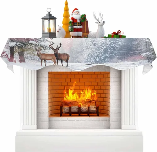 Vista 8 de Funda para bufanda de chimenea de árbol de Navidad, mantel superior, bufanda para Navidad, Halloween, Acción de Gracias, otoño, decoración