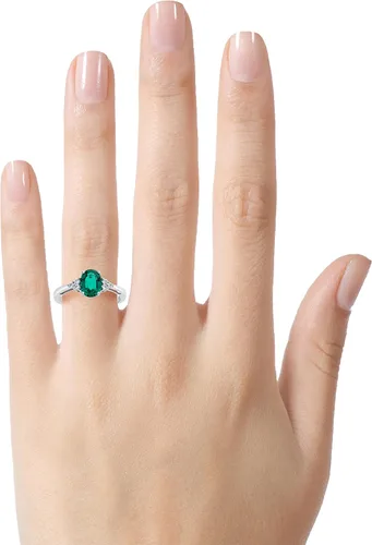 Vista 2 de FJC Finejewelers 10k White Gold 8x6mm Oval Created Emerald and White Topaz Ring