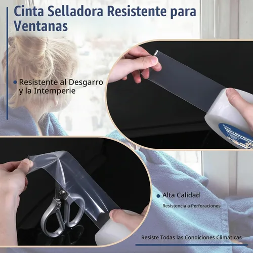Vista 4 de Breliter Cinta adhesiva transparente para ventanas de alta resistencia - Cinta adhesiva transparente para ventanas para invierno y aislamiento