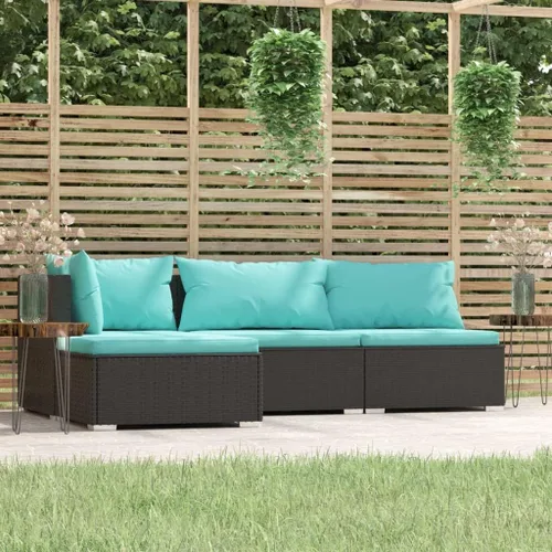 Vista 98 de Sofá de 3 plazas con cojines de ratán de poliéster marrón, juego de muebles de patio al aire libre con 3 sofás centrales para patio trasero, jardín