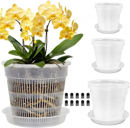 Vista 10 de Macetas para Orquídeas, Paquete de 12 Macetas para Orquídeas de 4.5 Pulgadas con Agujeros, Maceta Ranurada Transpirable para Orquídeas