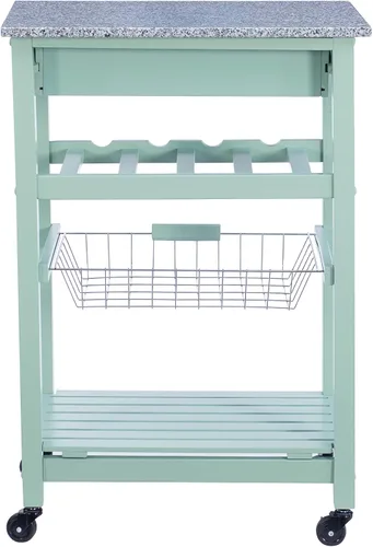 Vista 12 de Linon Isla de cocina, verde, 15.75 x 22.83 x 33.86 pulgadas Verde y granito