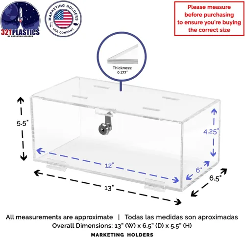 Vista 5 de Marketing Holders Cerradura de caja médica con cerradura para refrigerador con llaves de 12 x 6 x 4.25 pulgadas para almacenamiento médico de vacuna