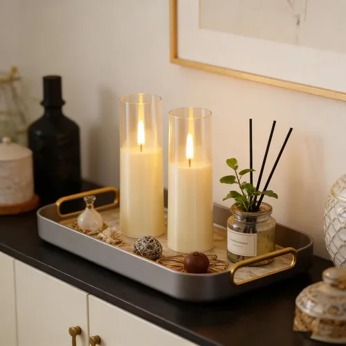 Vista 7 de MUMCHASI 8 piezas de velas sin llama, velas operadas por batería, velas LED parpadeantes con control remoto, llama danzante realista, diseño