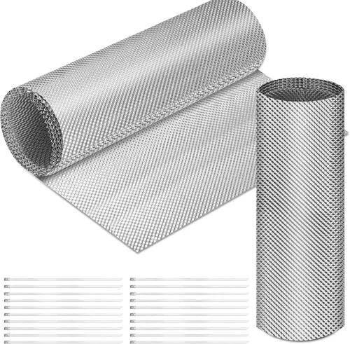 Vista 8 de Protector térmico de escape para automóvil, 15 x 93 pulgadas, material de protección térmica de aluminio en relieve con 20 bridas de metal