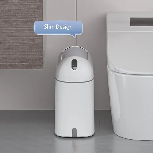 Vista 5 de ELPHECO Cubo de basura para baño, 2.5 galones, con sensor de movimiento, impermeable, con tapa de mariposa, decoración de baño, cesta de basura