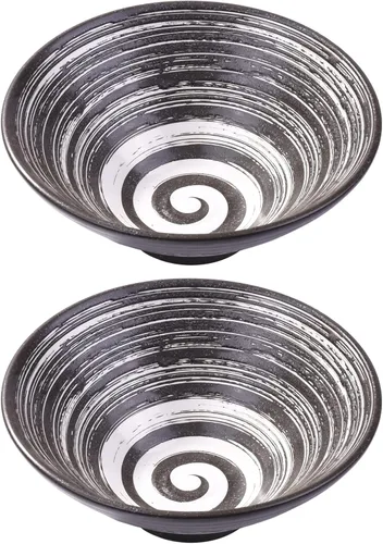 Vista 8 de Juego de 2 cuencos de cerámica para ramen, cuencos de sopa grandes de 32 onzas para Pho, Udon o fideos, cuencos de fideos esmaltados reactivos