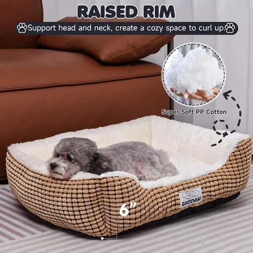 Vista 2 de Cama pequeña para perros pequeños, camas para gatos de interior, lavable, cama rectangular para perros, cálida, suave, relajante, cama duradera
